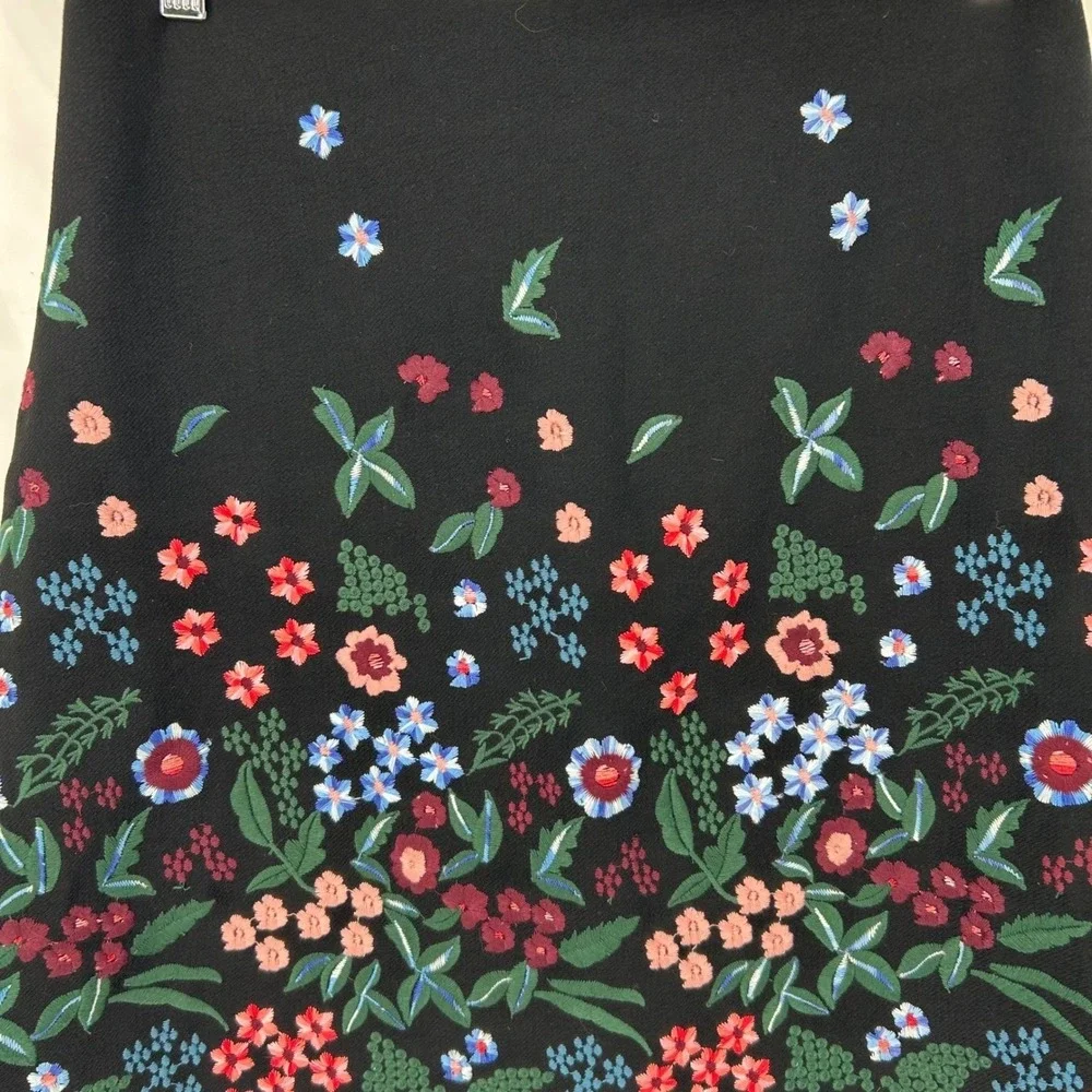 Zara Woman Skirt‎ Womens Medium Black Floral Embroidered A-Line Mini Cottagecore